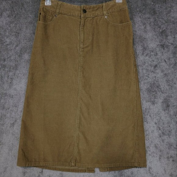 Eddie Bauer Dresses & Skirts - Eddie Bauer Corduroy Skirt Tan Beige Modest 100% Cotton Womens 8